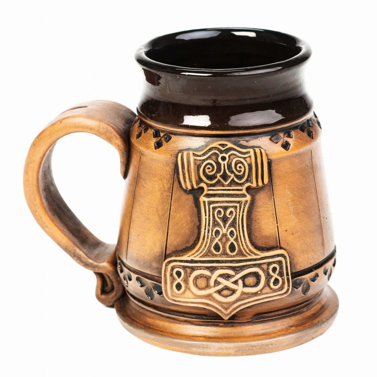 Kufel Wikinga Młot Thora Ceramiczny