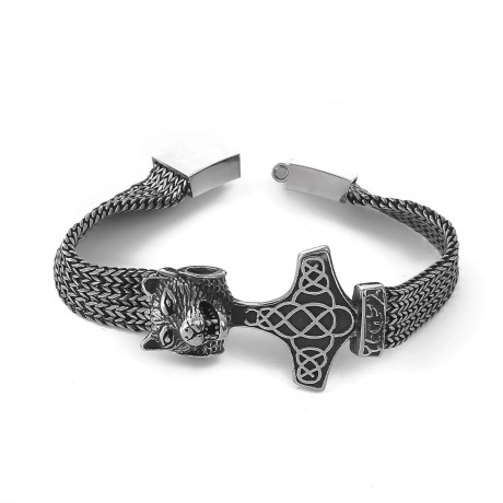 Przejdź do produktu Bransoletka Z młotem Thora I Wilkiem