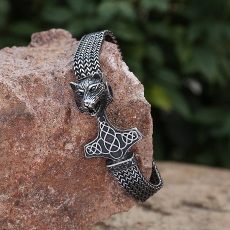 Przejdź do produktu Bransoletka Z młotem Thora I Wilkiem