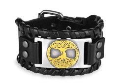 Skórzana szeroka bransoleta