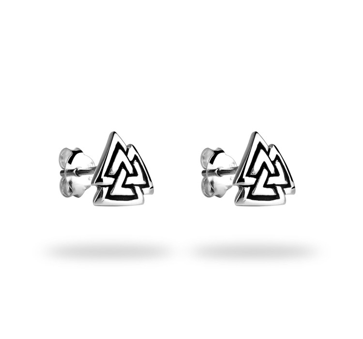 Srebrne kolczyki Valknut