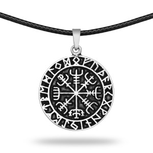 Naszyjnik Srebrny Vegvisir Z Runami