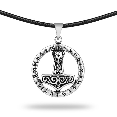 Przejdź do produktu Naszyjnik Mjolnir W Okręgu Runicznym Srebro 925