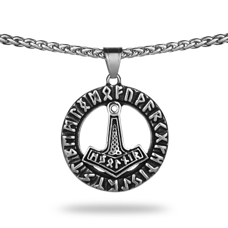 Przejdź do produktu Naszyjnik Młot Thora Okrąg Runiczny