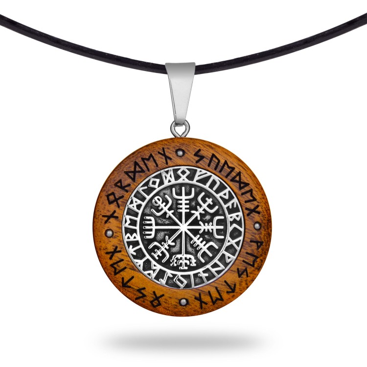 Naszyjnik Drewniany Vegvisir Orzech