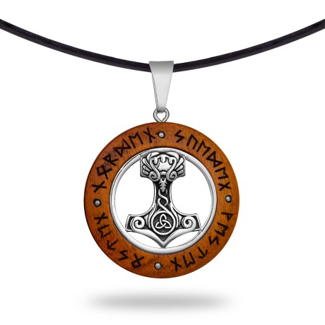 Przejdź do produktu Naszyjnik Drewniany Orzech Młot Thora