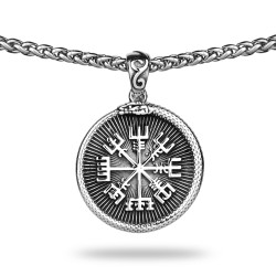 Dwustronny naszyjnik Vegvisir/Valknut
