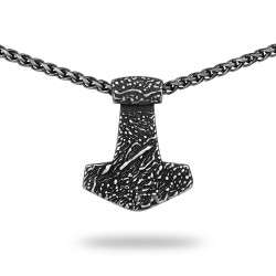 Naszyjnik męski czarny młot Thora