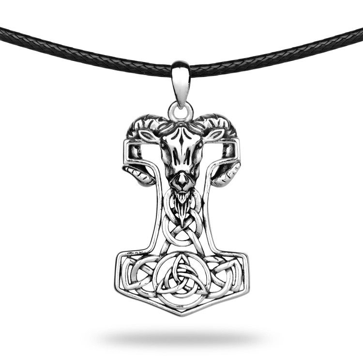 Młot Thora Głowa Kozła Srebro 925