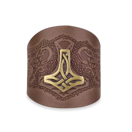 Przejdź do produktu Skórzana Bransoletka Młot Thora Brązowa