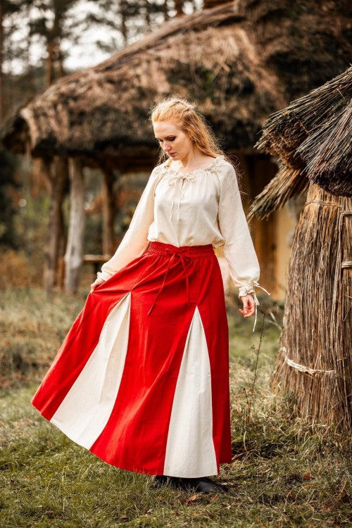 Spódnica Średniowieczna "Isabella" Czerwona/Natural