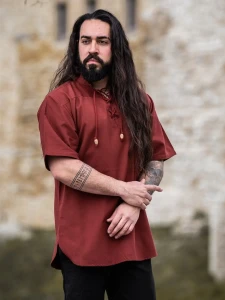 Koszula Średniowieczna Z Krótkim Rękawem "Eric" Czerwona