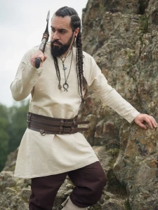 Lniana Tunika Wikinga "Ragnar" Natural