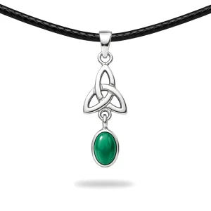 Naszyjnik Triquetra Srebro Zielony Agat