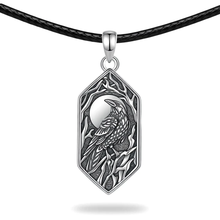Srebrny Nordycki Amulet Z Krukiem