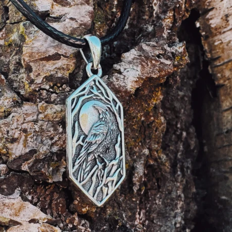 Przejdź do produktu Nordycki Amulet Z Krukiem Srebro 925