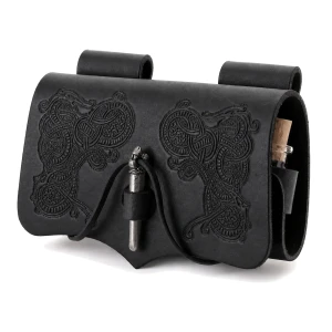 Skórzana Torba Na Mikstury Z Fiolkami Czarna