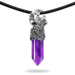 Nordycki Amulet Wilk z Ametystem