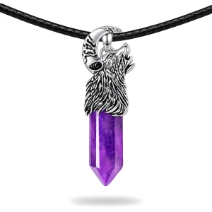 Nordycki Amulet Wilk z Ametystem